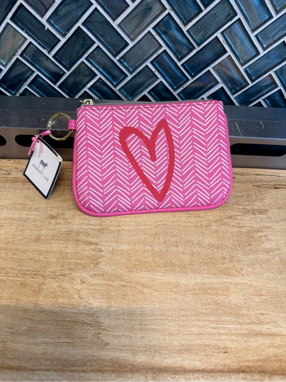 Dabney Lee Pink Heart Print Wristlet Pouch